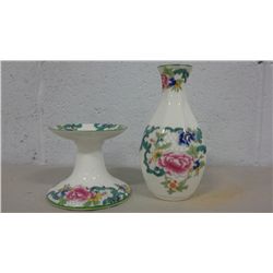 Royal Doulton Vase and Candleholder (vase 6" high, candleholder 3" high)