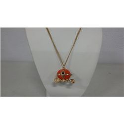 Betsy Johnson Necklace With Orange Carriage Pendant