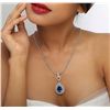 Image 2 : 14KT White Gold GIA Certified 8.63ct Tanzanite and Diamond Pendant With Chain
