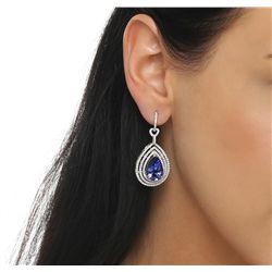 14KT White Gold 10.62ctw Tanzanite and Diamond Earrings