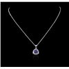 Image 3 : 14KT White Gold 3.86ct Tanzanite and Diamond Pendant With Chain