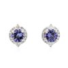 Image 1 : 14KT White Gold 2.38ctw Tanzanite and Diamond Earrings