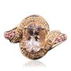 Image 1 : 14KT Rose Gold 1.68ct Morganite, Pink Sapphire and Diamond Ring