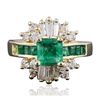 Image 1 : 14KT Yellow Gold 1.32ct Emerald and Diamond Ring