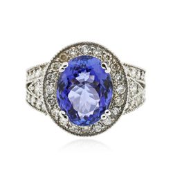 14KT White Gold 5.21ct Tanzanite and Diamond Ring