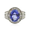 Image 1 : 14KT White Gold 5.21ct Tanzanite and Diamond Ring