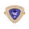 Image 3 : 14KT Yellow Gold 4.45ct Tanzanite and Diamond Ring