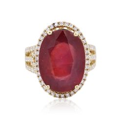 14KT Yellow Gold 12.48ct Ruby and Diamond Ring