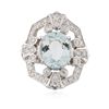 Image 1 : 14KT White Gold 4.51ct Aquamarine and Diamond Ring