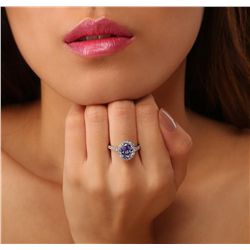 14KT White Gold 1.59ct Tanzanite and Diamond Ring