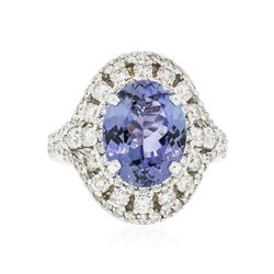 14KT White Gold 4.87ct Tanzanite and Diamond Ring