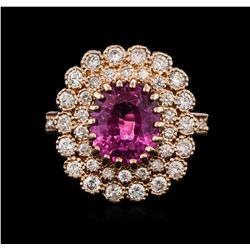 14KT Rose Gold 2.87ct Pink Sapphire and Diamond Ring