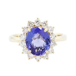 14KT Yellow Gold 2.24ct Tanzanite and Diamond Ring