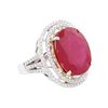 Image 4 : 14KT Two-Tone Gold 14.89ct Ruby and Diamond Ring