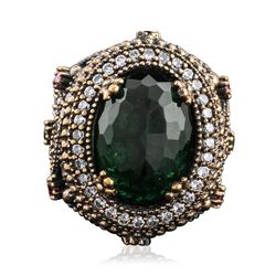 Silver 3.76ct Green Crystal, Ruby, Emerald and Cubic Zirconia