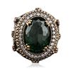 Image 1 : Silver 3.76ct Green Crystal, Ruby, Emerald and Cubic Zirconia