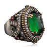 Image 2 : Silver 3.76ct Green Crystal, Ruby, Emerald and Cubic Zirconia