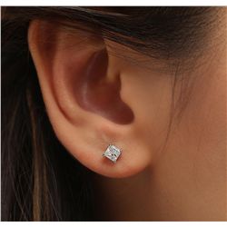 14KT White Gold 1.07ctw Diamond Solitaire Earrings