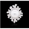 Image 3 : 18KT White Gold Pearl and Diamond Ring