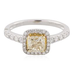 14KT White Gold 1.05ct SI1/Light Yellow Diamond Ring