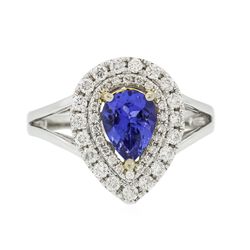 14KT White Gold 1.22ct Tanzanite and Diamond Ring