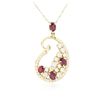 Image 4 : 14KT Yellow Gold 1.68ctw Ruby and Diamond Pendant With Chain