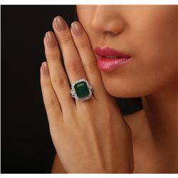 14KT White Gold 9.93ct Emerald and Diamond Ring