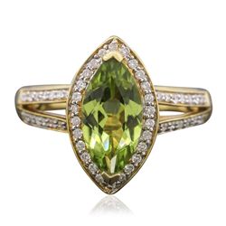 14KT Yellow Gold 1.85ct Tsavorite and Diamond Ring