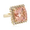 Image 4 : 14KT Yellow Gold 17.75ct Morganite and Diamond Ring