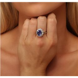 14KT White Gold 4.42ct Tanzanite and Diamond Ring