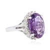 Image 4 : 14KT White Gold 7.81ct Amethyst and Diamond Ring