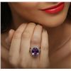 Image 5 : 14KT White Gold 7.81ct Amethyst and Diamond Ring