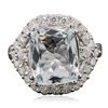 Image 1 : 14KT White Gold 4.70ct Aquamarine and Diamond Ring