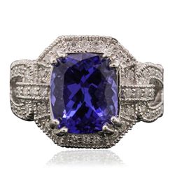 14KT White Gold 5.24ct Tanzanite and Diamond Ring