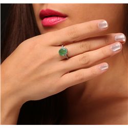 14KT Yellow Gold 1.56ct Emerald and Diamond Ring