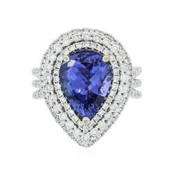 14KT White Gold 3.90ct Tanzanite and Diamond Ring