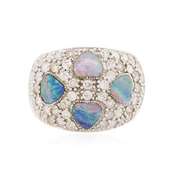 14KT Two-Tone Gold Opal and Diamond Ring