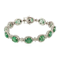 14KT White Gold 10.60ctw Emerald and Diamond Bracelet