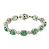 Image 1 : 14KT White Gold 10.60ctw Emerald and Diamond Bracelet