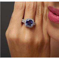 14KT White Gold 4.70ct Tanzanite and Diamond Ring