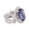 Image 2 : 14KT White Gold 9.65ct Tanzanite and Diamond Ring