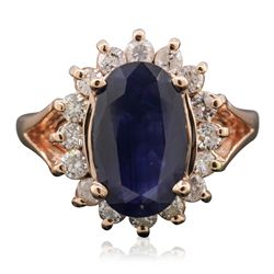 14KT Rose Gold 3.21ct Sapphire and Diamond Ring