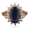 Image 1 : 14KT Rose Gold 3.21ct Sapphire and Diamond Ring