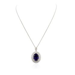 18KT White Gold GIA Certified 22.25ct Tanzanite and Diamond Pendant With Chain