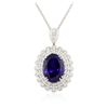 Image 2 : 18KT White Gold GIA Certified 22.25ct Tanzanite and Diamond Pendant With Chain