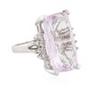 Image 4 : 14KT White Gold 13.30ct Kunzite and Diamond Ring