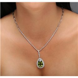 18KT White Gold 12.07ct Peridot and Diamond Necklace