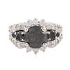 Image 1 : 14KT White Gold 3.75ctw Black Diamond Ring