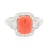 Image 3 : 14KT White Gold 6.78ct Coral and Diamond Ring