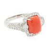 Image 4 : 14KT White Gold 6.78ct Coral and Diamond Ring